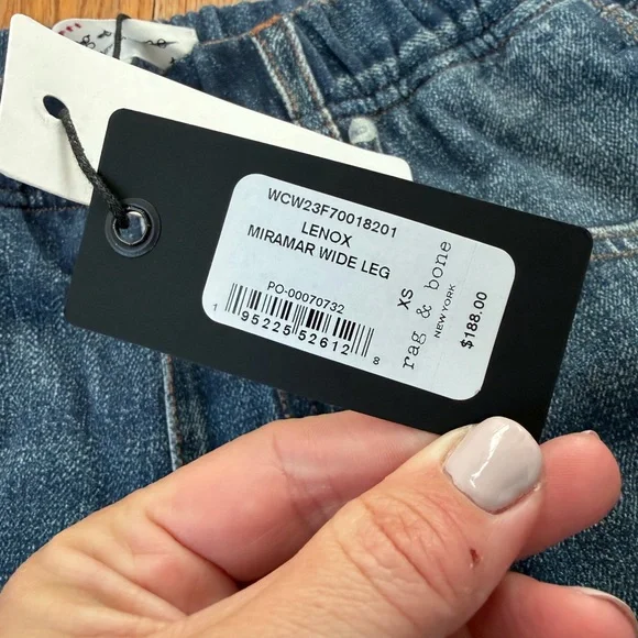 NWT rag & bone Miramar Lenox Wide Leg Printed Denim Sweatpants Jeans Size XS - Picture 6 of 7